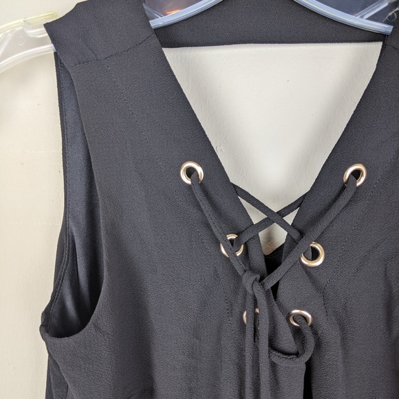 INC | Black Gold Lace Up Dress-H9 - Picture 3 of 5